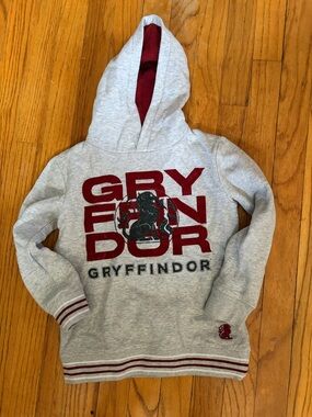 Kids Gryffindor Hooded Sweatshirt in Grey and Maroon